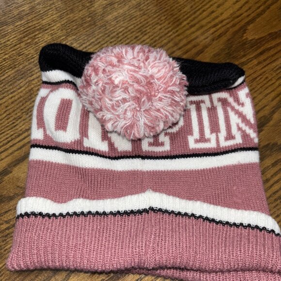 Victoria's Secret PINK NATION Pink Beanie Hat with POM OSFM - Picture 3 of 5